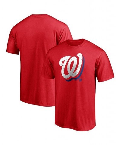 Men's Branded Red Washington Nationals Red White and Team Logo T-shirt $17.60 T-Shirts