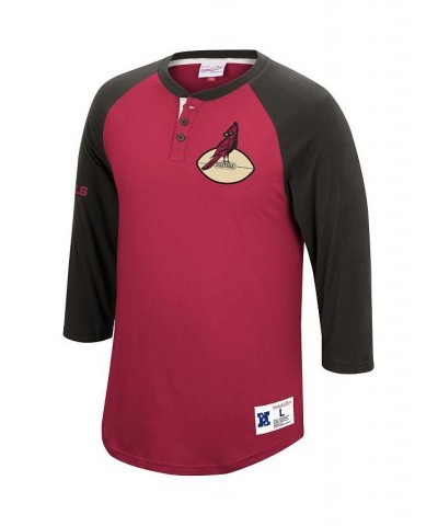 Men's Cardinal Arizona Cardinals Historic Logo Ultimate Play Henley 3/4-Sleeve Raglan T-shirt $31.85 T-Shirts