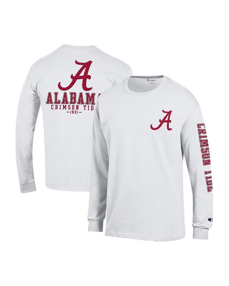 Men's White Alabama Crimson Tide Team Stack 3-Hit Long Sleeve T-shirt $29.49 T-Shirts