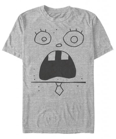 Men's Doodlebob Face Tee Short Sleeve Crew T-shirt Gray $16.80 T-Shirts