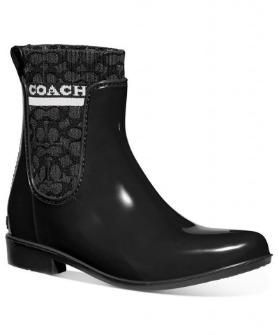 Women's Rivington Logo Rain Boots Black $43.20 Shoes