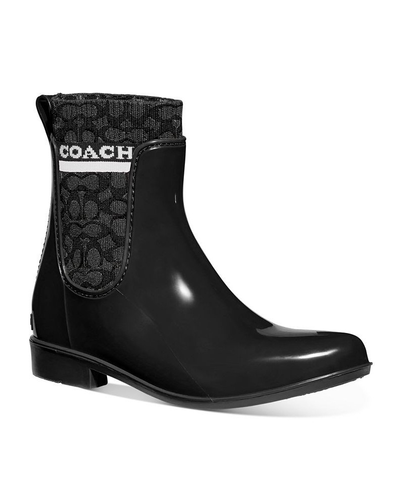 Women's Rivington Logo Rain Boots Black $43.20 Shoes