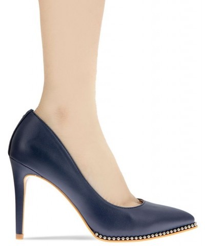 Women's Hawti Pointed Toe Pump Blue $47.96 Shoes