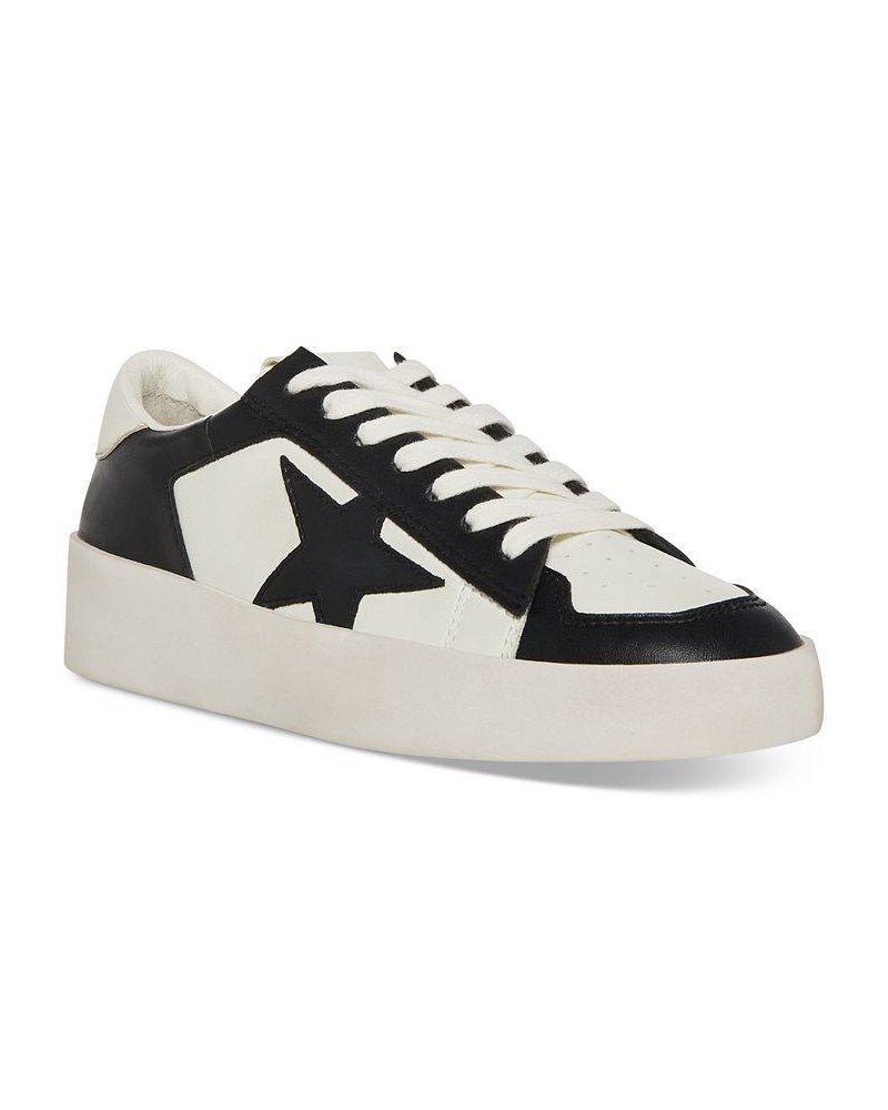 Women's Perona Distressed Lace-Up Star Sneakers Black $37.48 Shoes