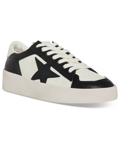 Women's Perona Distressed Lace-Up Star Sneakers Black $37.48 Shoes