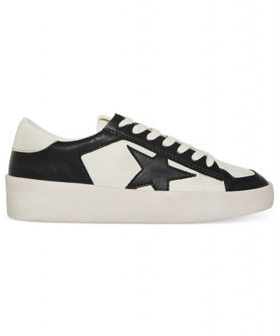 Women's Perona Distressed Lace-Up Star Sneakers Black $37.48 Shoes