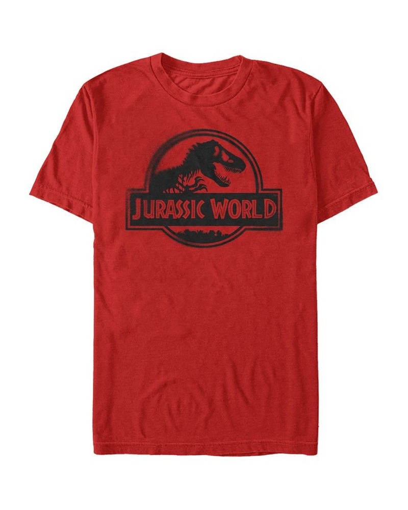 Jurassic World Fallen Kingdom Men's Black Spray Paint Logo Short Sleeve T-Shirt Red $15.75 T-Shirts