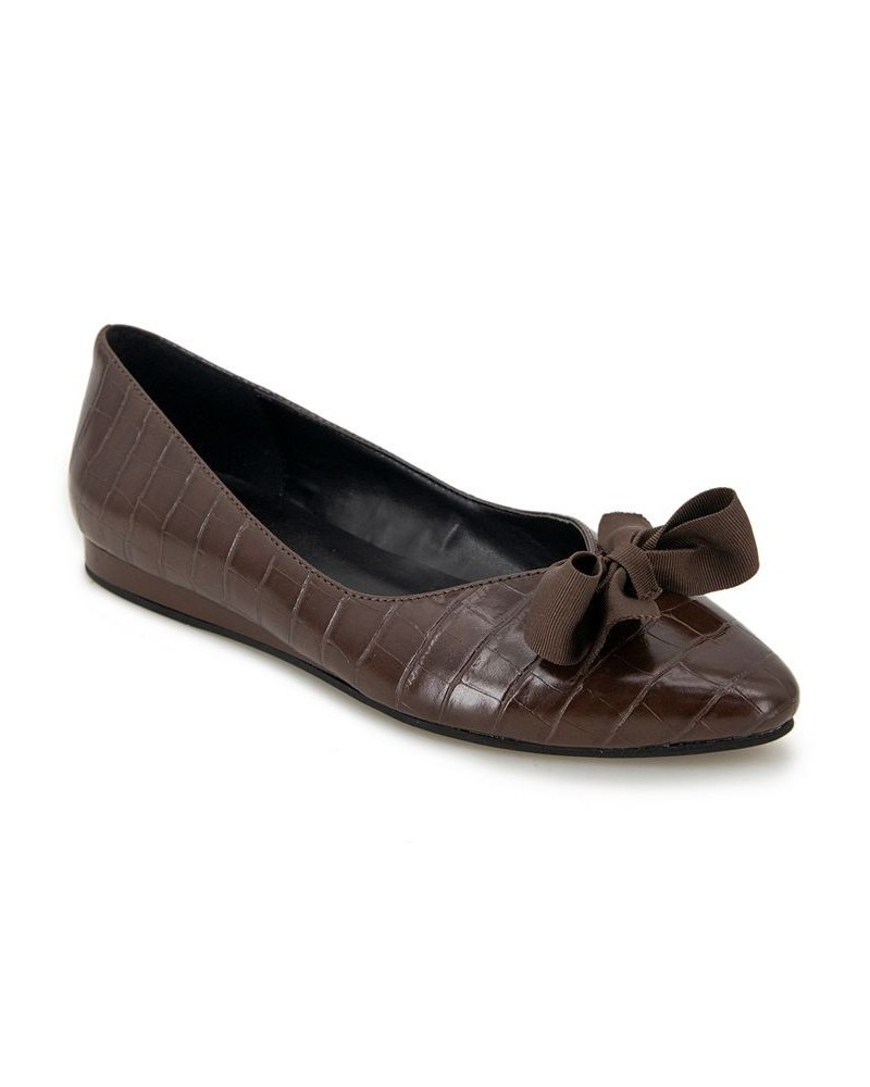 Women's Lily Bow Flats Brown $34.85 Shoes