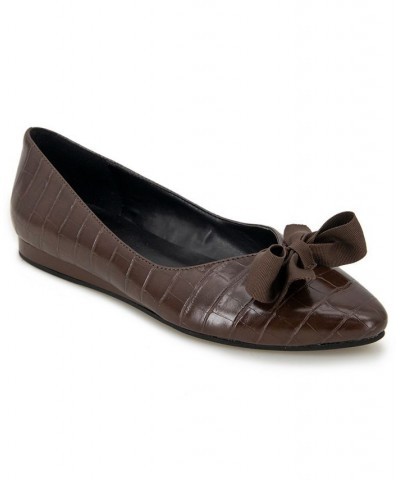 Women's Lily Bow Flats Brown $34.85 Shoes