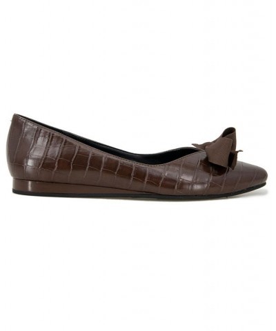 Women's Lily Bow Flats Brown $34.85 Shoes