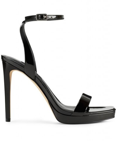 Women's Zadie Square Toe Stiletto Heel Dress Sandals Black $51.48 Shoes