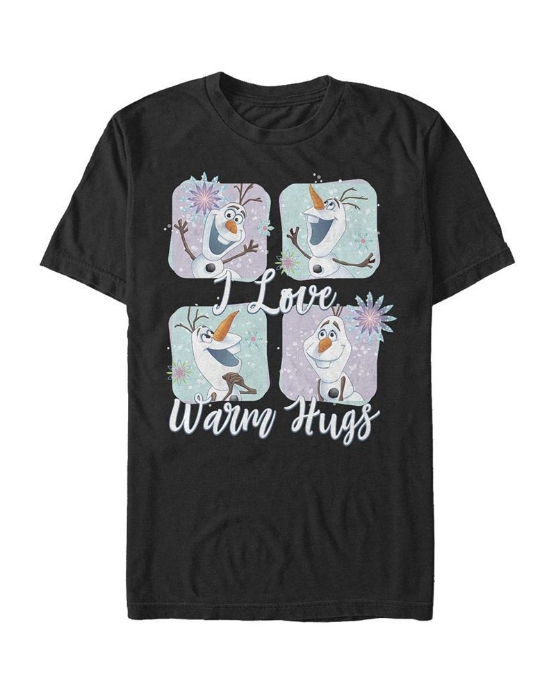 Men's Olaf and His Hugs Short Sleeve Crew T-shirt Black $18.89 T-Shirts