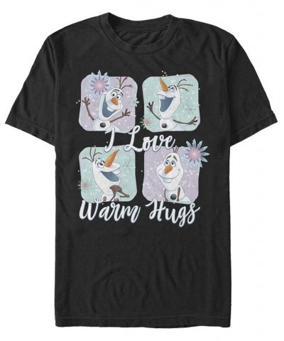 Men's Olaf and His Hugs Short Sleeve Crew T-shirt Black $18.89 T-Shirts