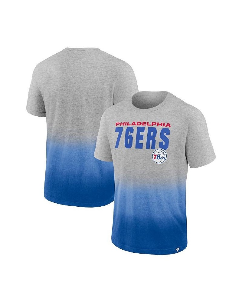 Men's Branded Heathered Gray and Royal Philadelphia 76ers Board Crasher Dip-Dye T-shirt $26.54 T-Shirts