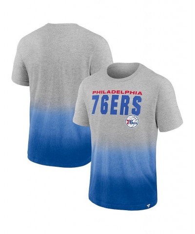 Men's Branded Heathered Gray and Royal Philadelphia 76ers Board Crasher Dip-Dye T-shirt $26.54 T-Shirts