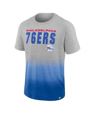 Men's Branded Heathered Gray and Royal Philadelphia 76ers Board Crasher Dip-Dye T-shirt $26.54 T-Shirts