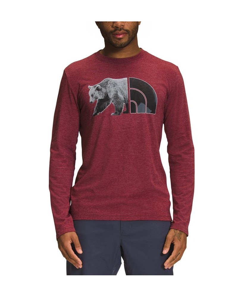 Men's Tri-Blend Bear Graphic Logo Shirt Red $23.50 T-Shirts