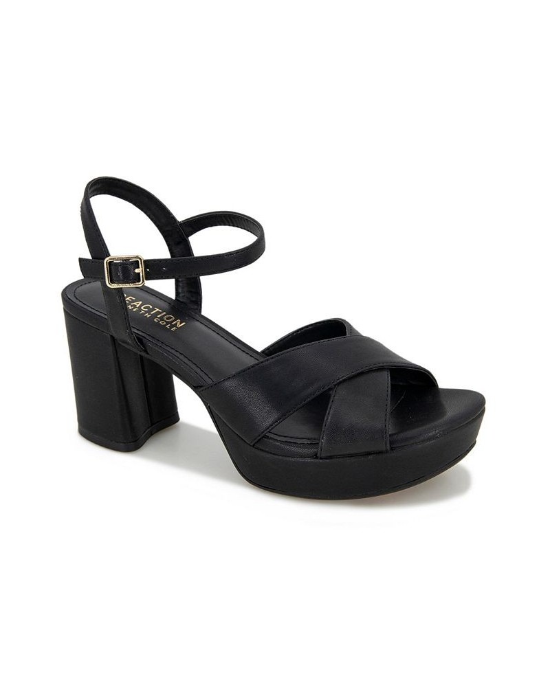 Women's Reeva Criss-Cross Platform Dress Sandals Black $49.50 Shoes