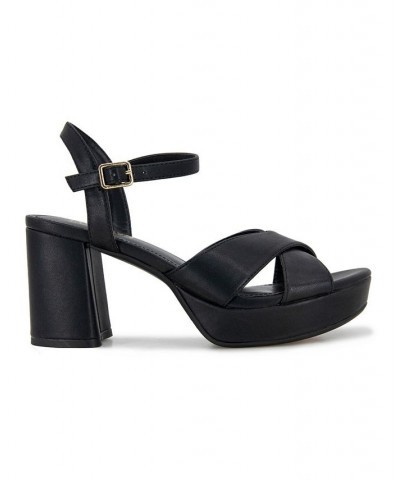 Women's Reeva Criss-Cross Platform Dress Sandals Black $49.50 Shoes