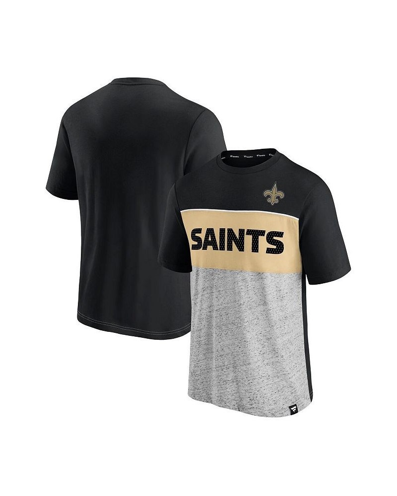 Men's Branded Black and Heathered Gray New Orleans Saints Colorblock T-shirt $23.99 T-Shirts