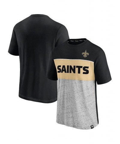 Men's Branded Black and Heathered Gray New Orleans Saints Colorblock T-shirt $23.99 T-Shirts