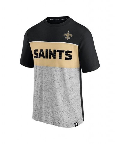 Men's Branded Black and Heathered Gray New Orleans Saints Colorblock T-shirt $23.99 T-Shirts