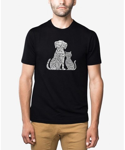 Men's Premium Blend Word Art Dogs and Cats T-shirt Black $21.60 T-Shirts