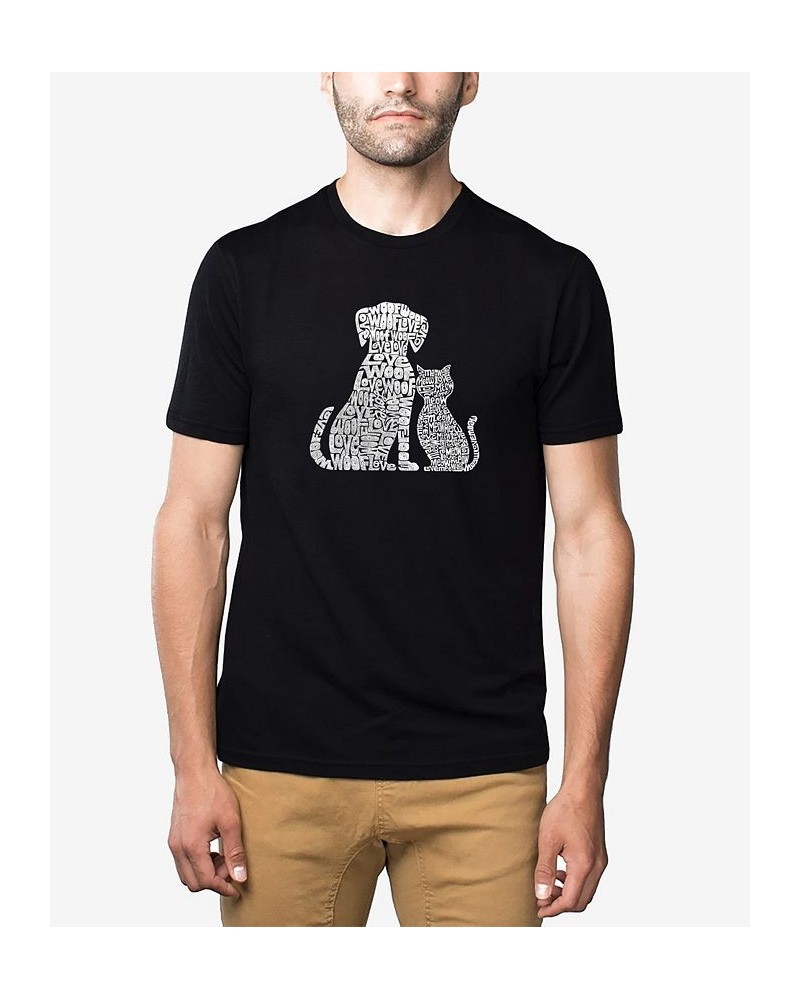 Men's Premium Blend Word Art Dogs and Cats T-shirt Black $21.60 T-Shirts