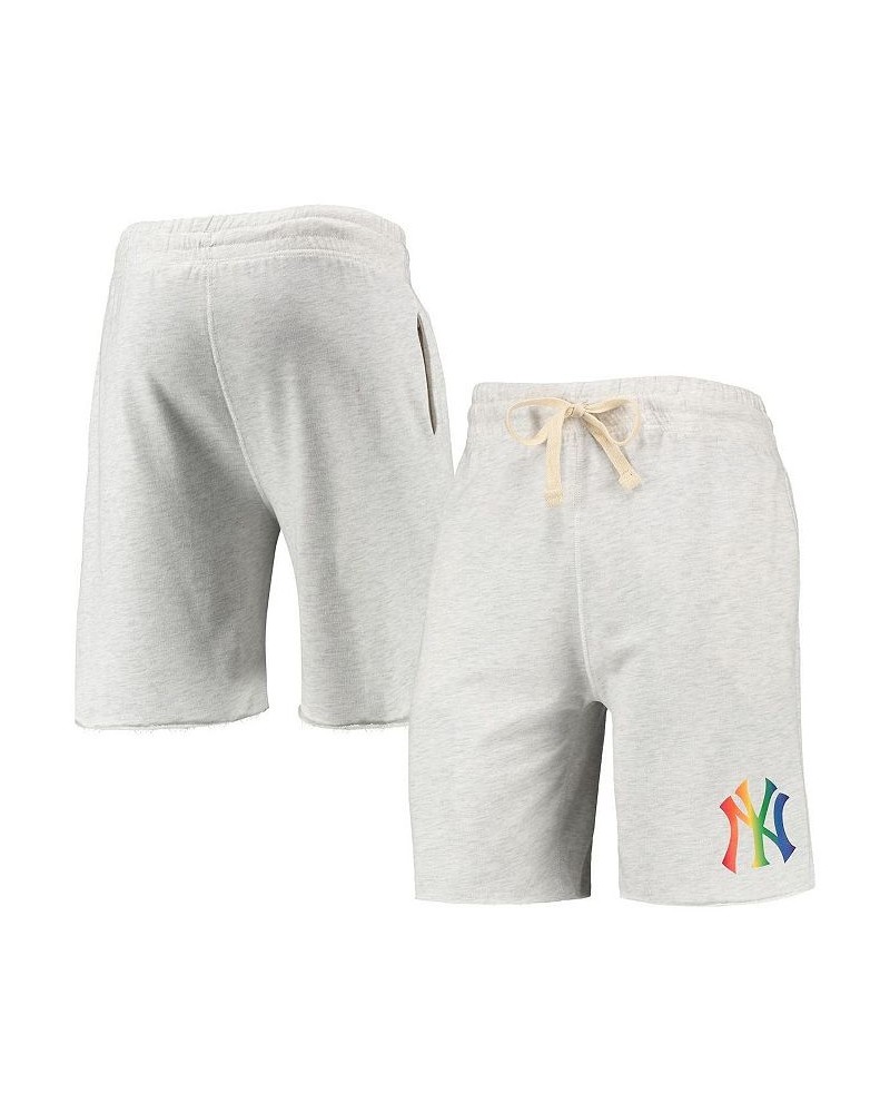 Men's Oatmeal New York Yankees Mainstream Logo Terry Tri-Blend Shorts $26.95 Shorts