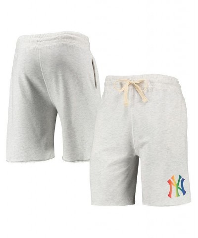 Men's Oatmeal New York Yankees Mainstream Logo Terry Tri-Blend Shorts $26.95 Shorts