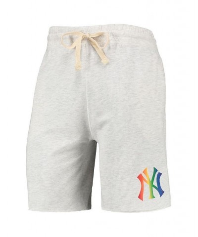 Men's Oatmeal New York Yankees Mainstream Logo Terry Tri-Blend Shorts $26.95 Shorts