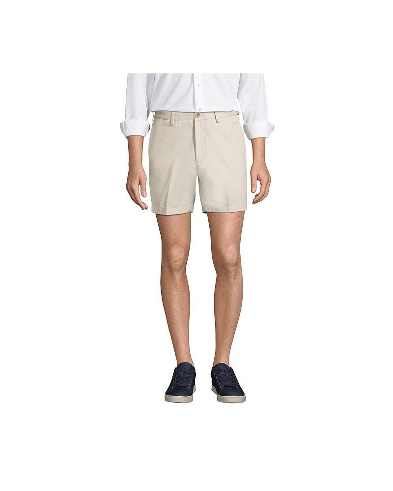 Men's Traditional Fit 6 Inch No Iron Chino Shorts Gray $25.98 Shorts