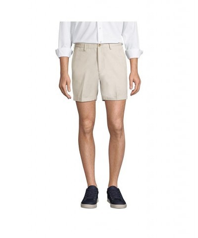 Men's Traditional Fit 6 Inch No Iron Chino Shorts Gray $25.98 Shorts