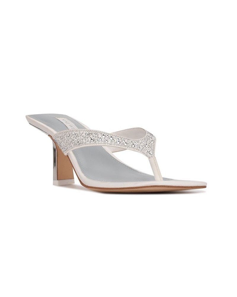 Women's Nesh Bridal Heeled Slide Sandals White $39.60 Shoes