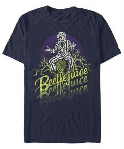 Men's Beetlejuice Beetlejuice Stacked Short Sleeve T-shirt Blue $20.29 T-Shirts