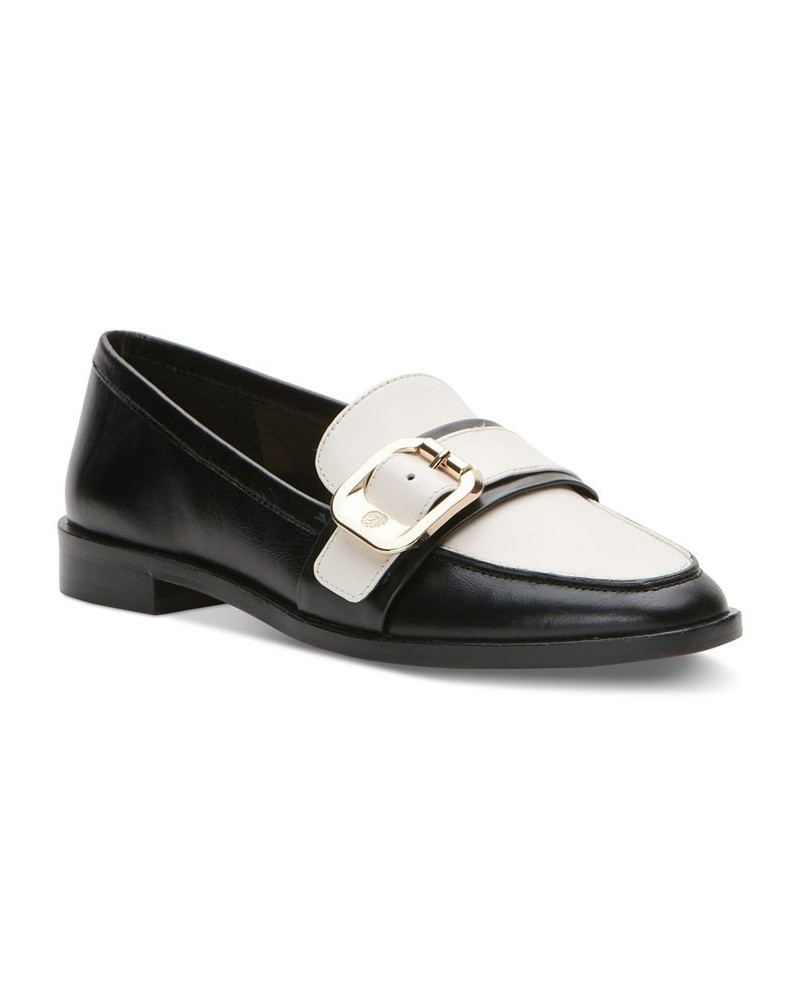 Women's Cenkanda Tailored Buckle Loafers Black $34.96 Shoes