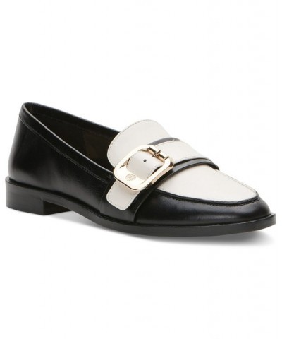 Women's Cenkanda Tailored Buckle Loafers Black $34.96 Shoes