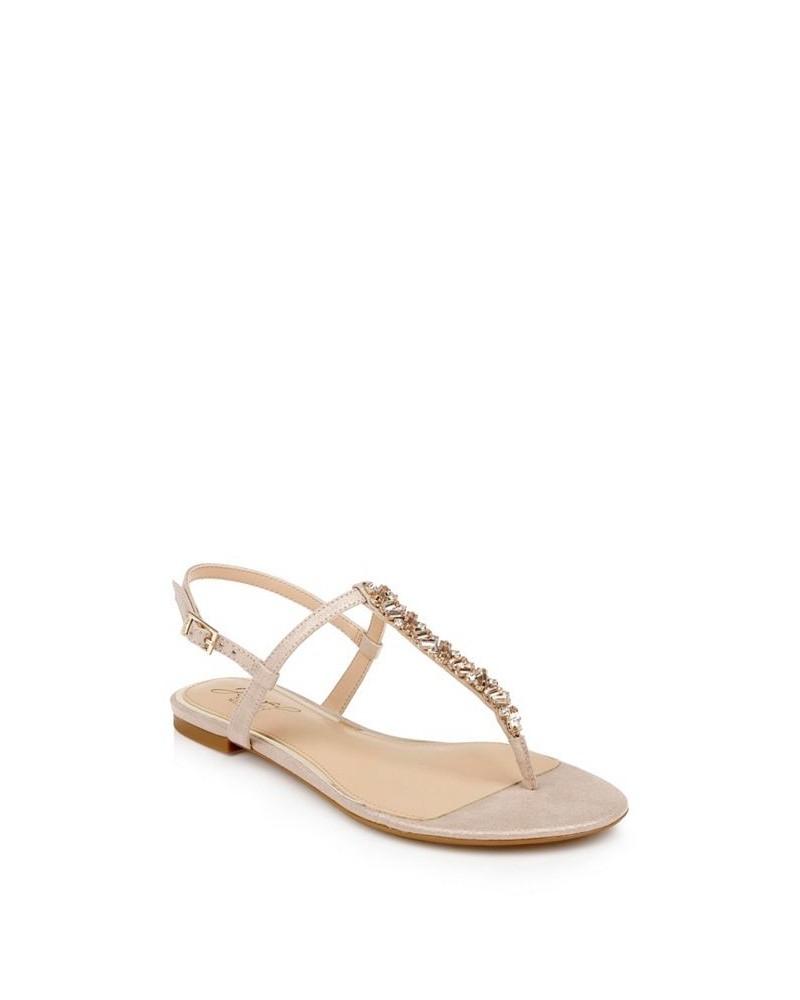 Women's Dafina Flat Evening Sandals Pink $46.87 Shoes