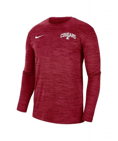 Men's Crimson Washington State Cougars Velocity Sideline Performance Space-Dye Long Sleeve T-shirt $24.75 T-Shirts