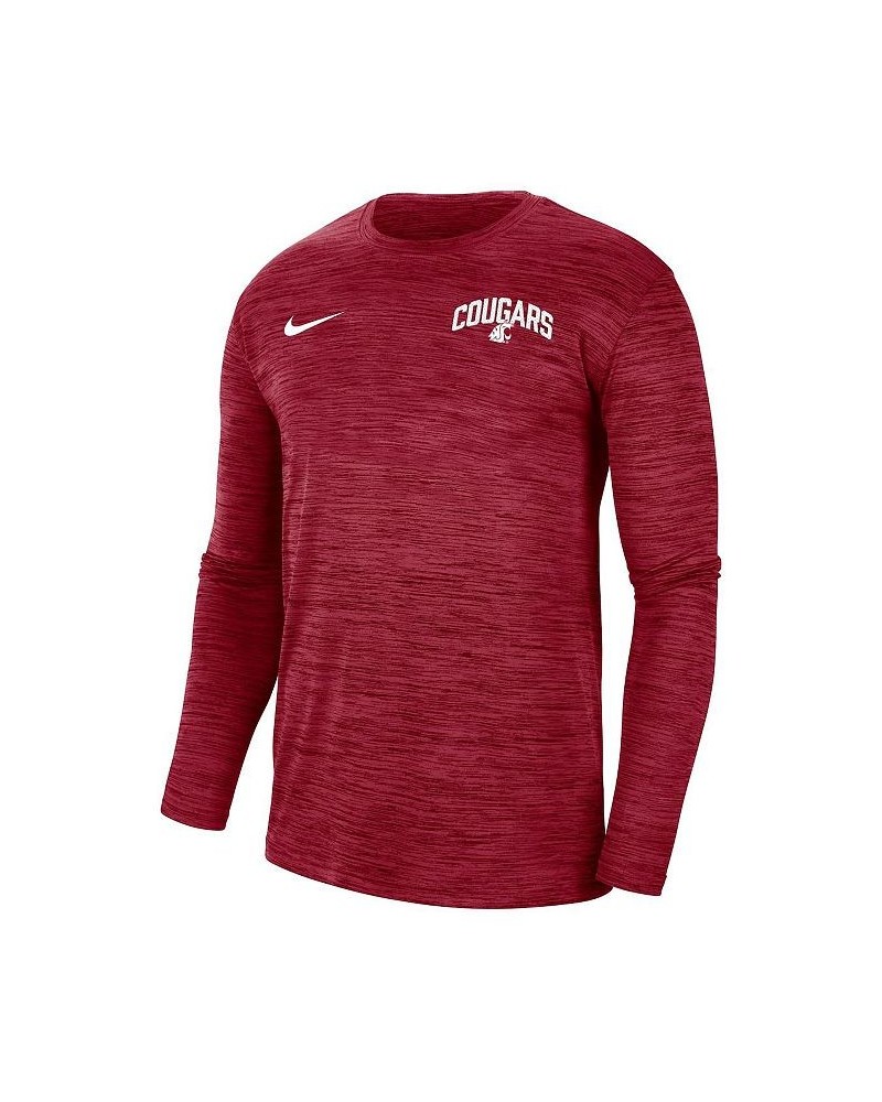 Men's Crimson Washington State Cougars Velocity Sideline Performance Space-Dye Long Sleeve T-shirt $24.75 T-Shirts