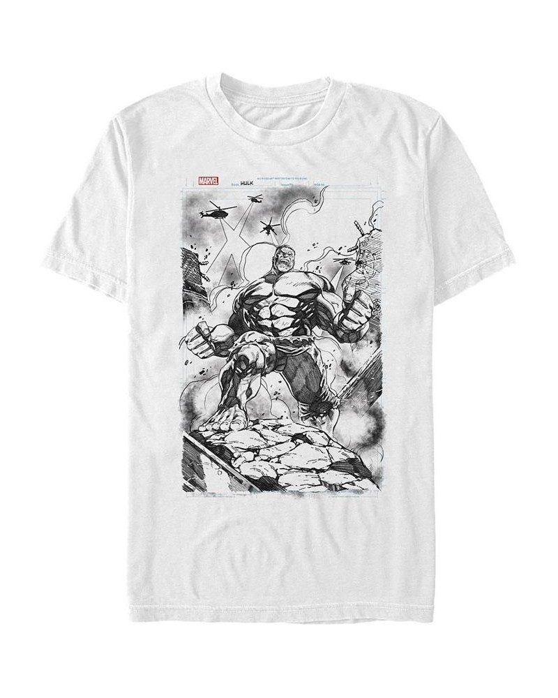 Men's Hulk Sketch Short Sleeve Crew T-shirt White $17.50 T-Shirts