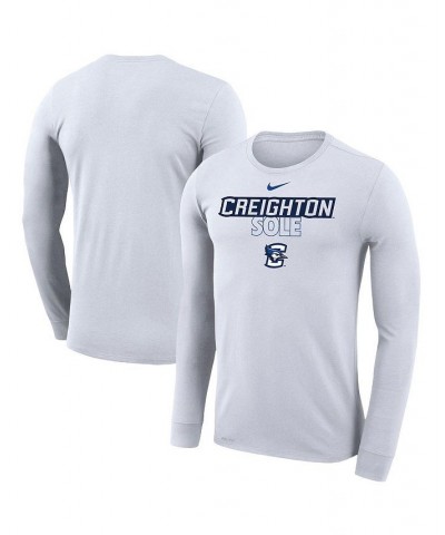 Men's White Creighton Bluejays On Court Bench Long Sleeve T-shirt $26.99 T-Shirts