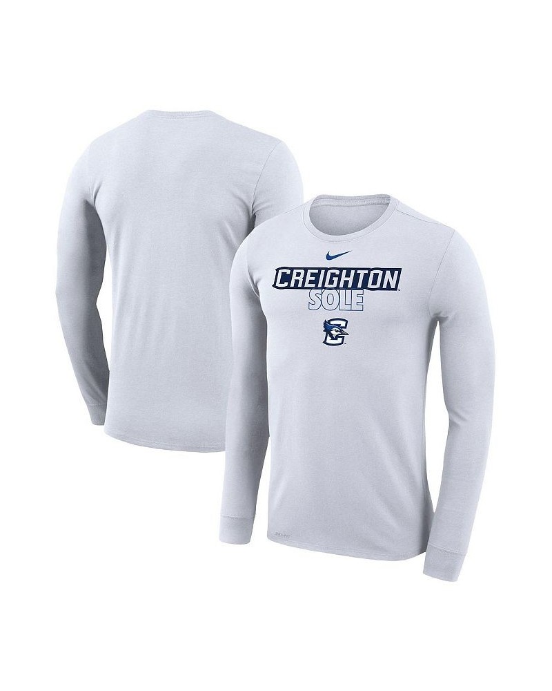 Men's White Creighton Bluejays On Court Bench Long Sleeve T-shirt $26.99 T-Shirts