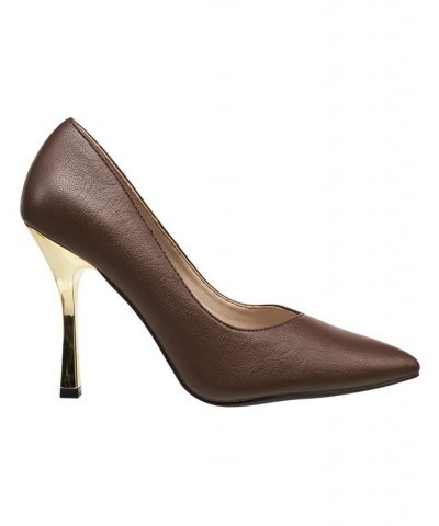 Women's Pointy Anny Heels Brown $39.20 Shoes