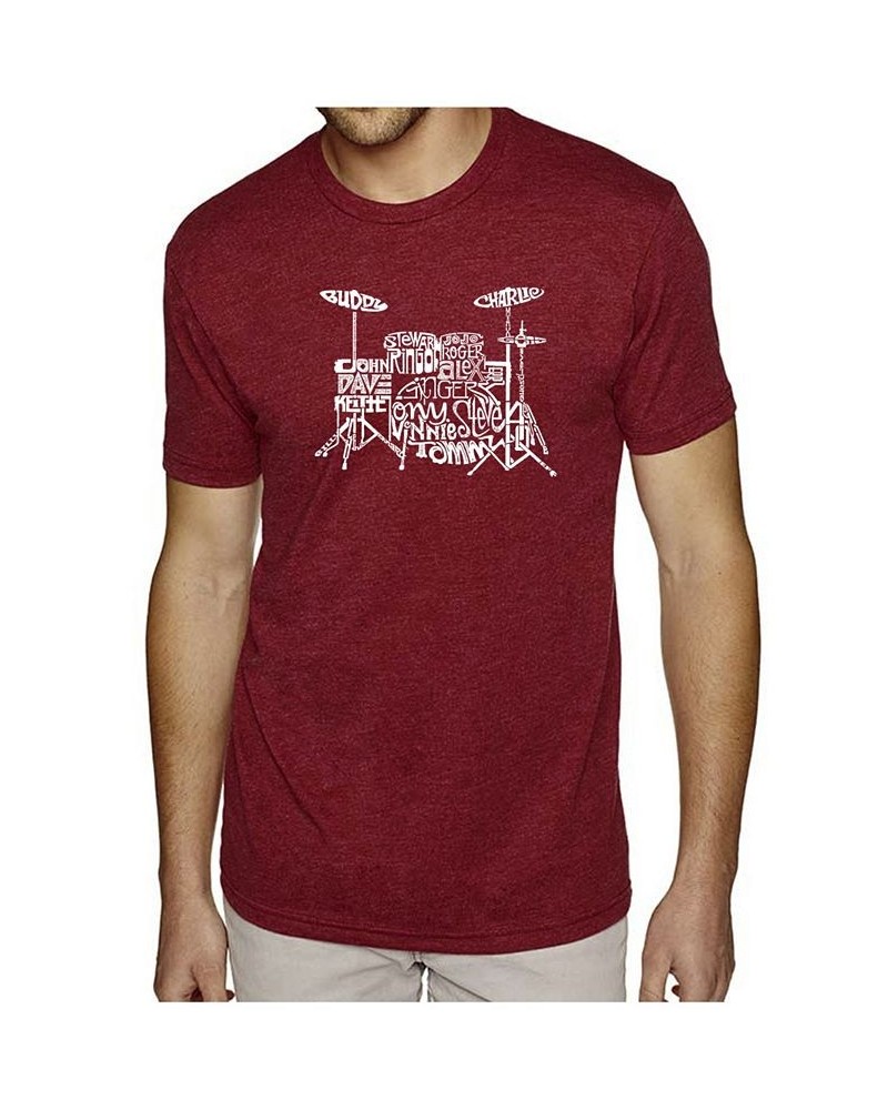 Mens Premium Blend Word Art T-Shirt - Drums Red $26.54 T-Shirts