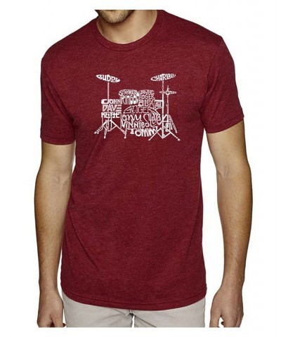 Mens Premium Blend Word Art T-Shirt - Drums Red $26.54 T-Shirts