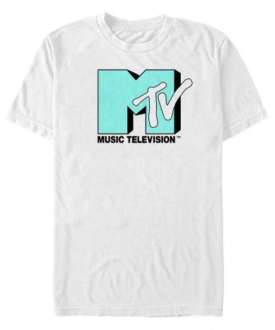 Men's Mint Blue Green Logo Short Sleeve T- shirt White $16.45 T-Shirts