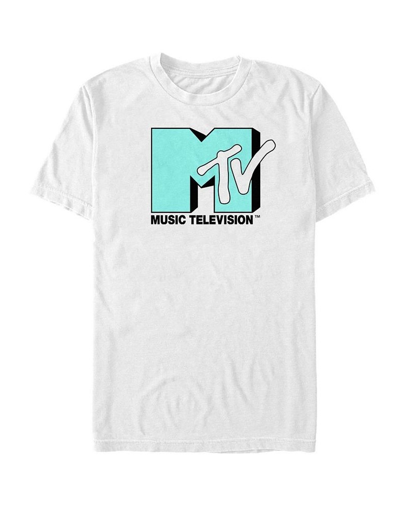 Men's Mint Blue Green Logo Short Sleeve T- shirt White $16.45 T-Shirts