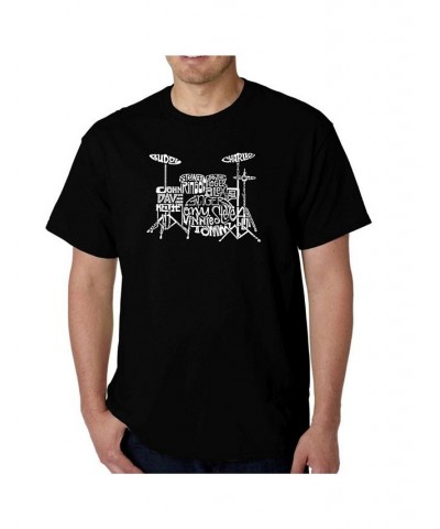 Mens Word Art T-Shirt - Drums Black $14.99 T-Shirts