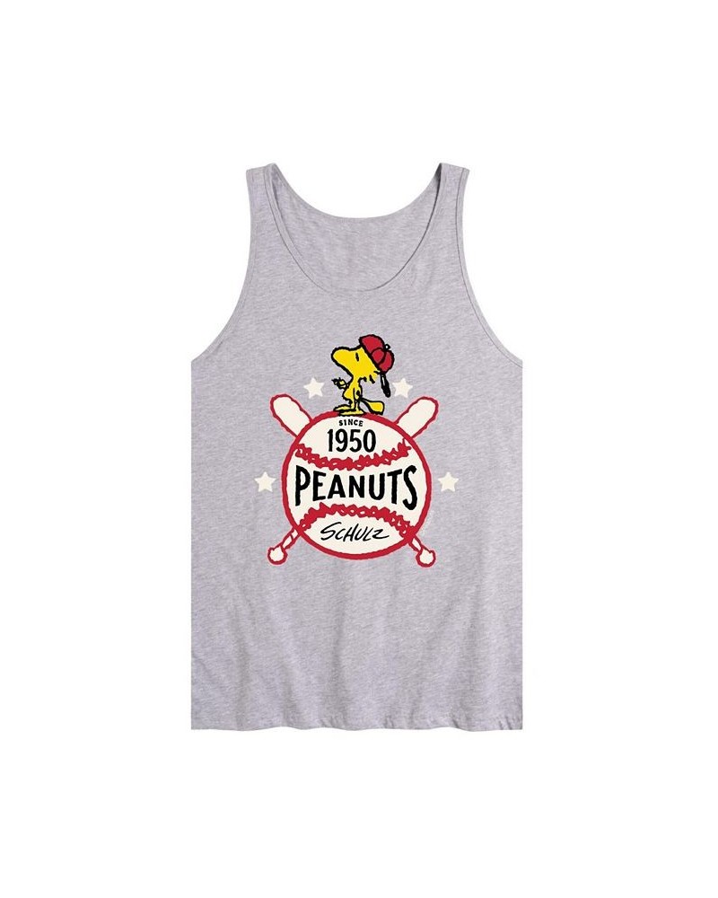 Men's Peanuts 1950 Baseball Tank Gray $20.99 T-Shirts